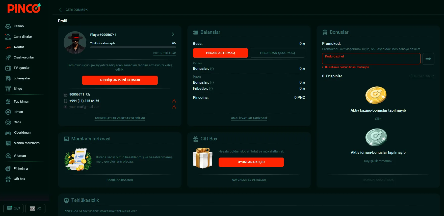 Pinco Casino Promo Code necə istifadə olunur